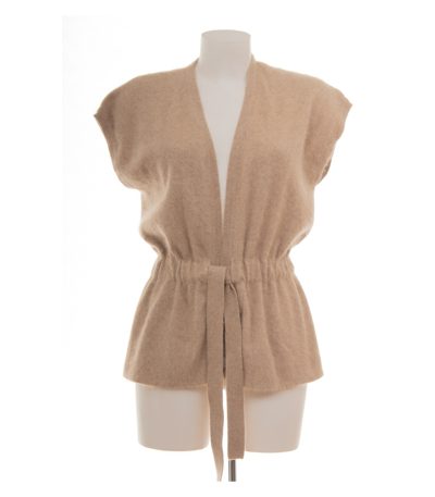 Medima Damen Weste Strickweste Gr. L Angora Beige Bindegürtel