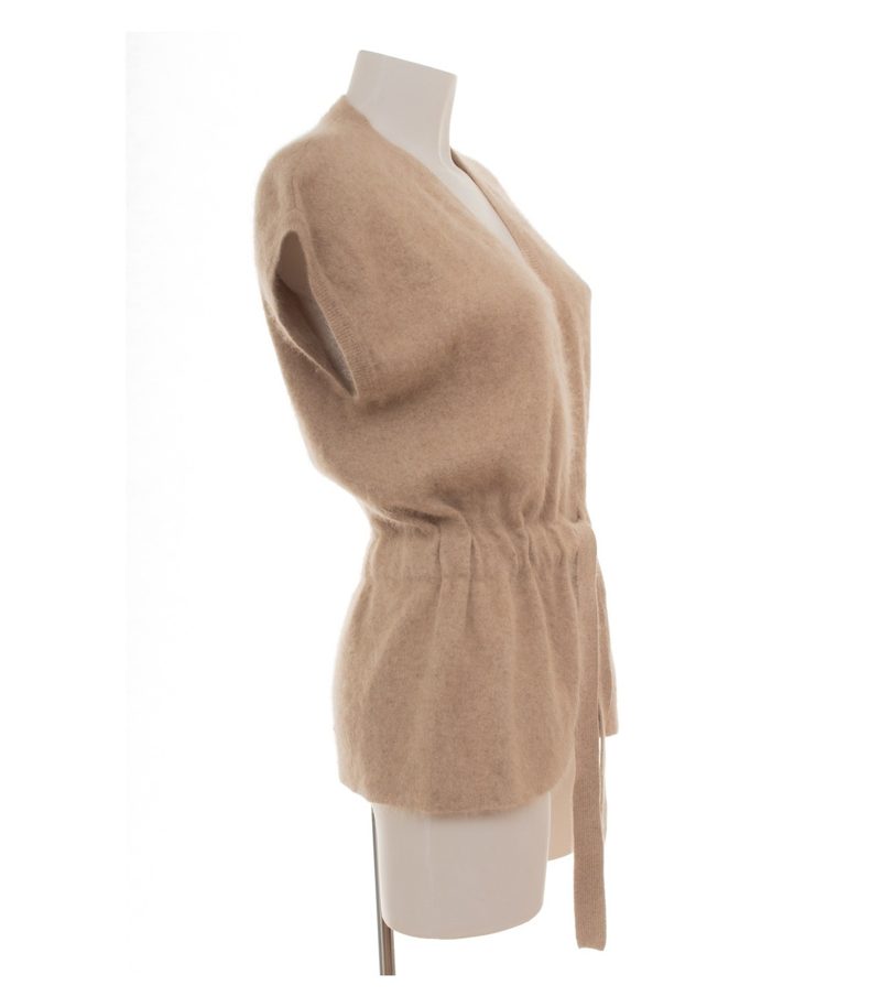 Medima Damen Weste Strickweste Gr. L Angora Beige Bindegürtel – Foto 2
