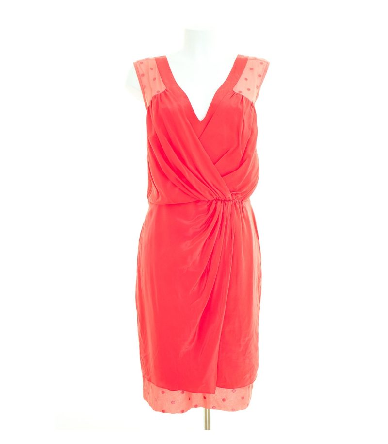 Paul Smith Damen Kleid Cocktailkleid Korallenrot Gr. DE 40 Seide – Foto 1