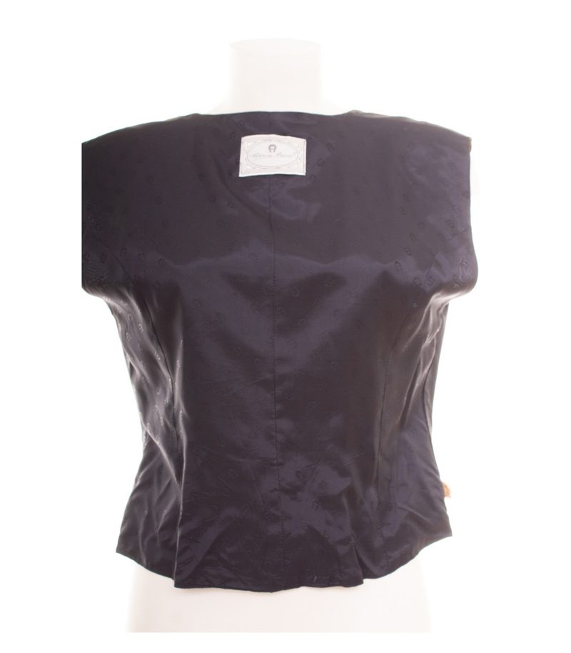 Etienne Aigner Damen Weste Gr. 44 Blau Wollmix Geblümt – Foto 6
