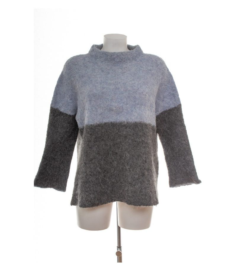 Poetry Damen Pullover Gr. L V904 Grau Alpakafilz Colour-Blocking – Foto 1