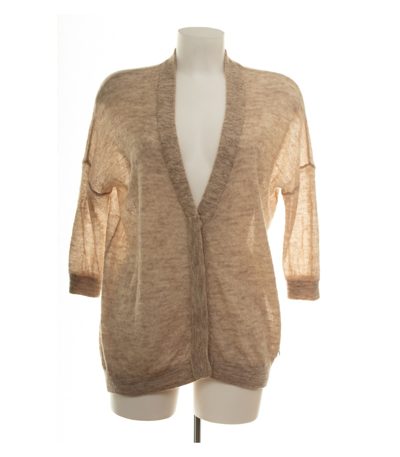 Campus Damen Strickjacke Gr. S Beige V-Ausschnitt Wollmix