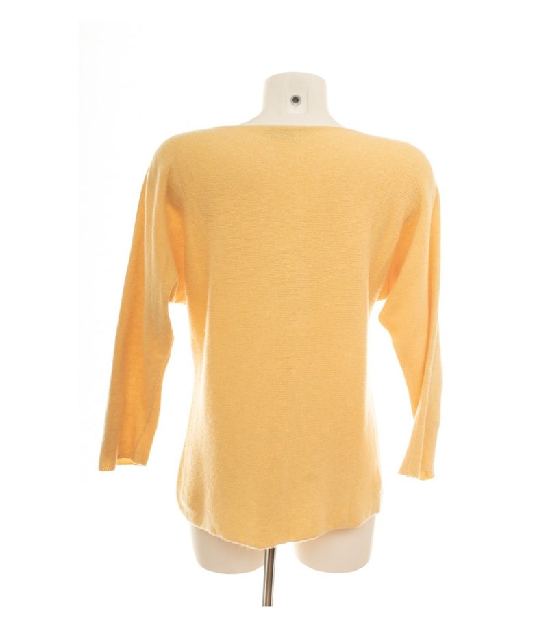 Markenlos Damen Pullover Strick ca. Gr. 38 Kaschmirmix Gelb Fledermausärmel – Foto 4