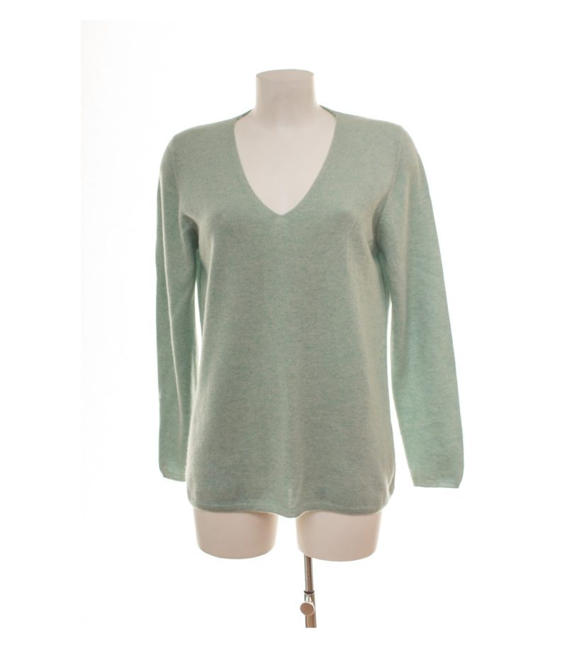 C&A Damen Pullover Gr. M Pure Cashmere Hellblau V-Ausschnitt Kaschmir – Foto 1