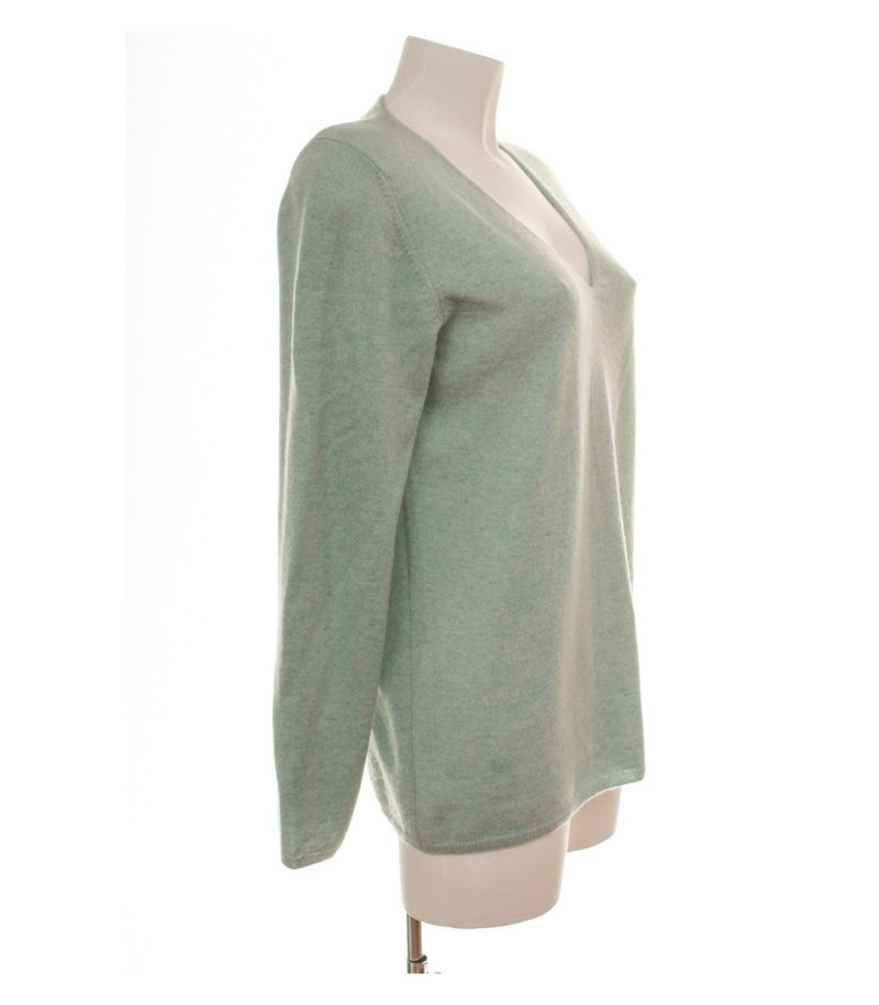 C&A Damen Pullover Gr. M Pure Cashmere Hellblau V-Ausschnitt Kaschmir – Foto 2