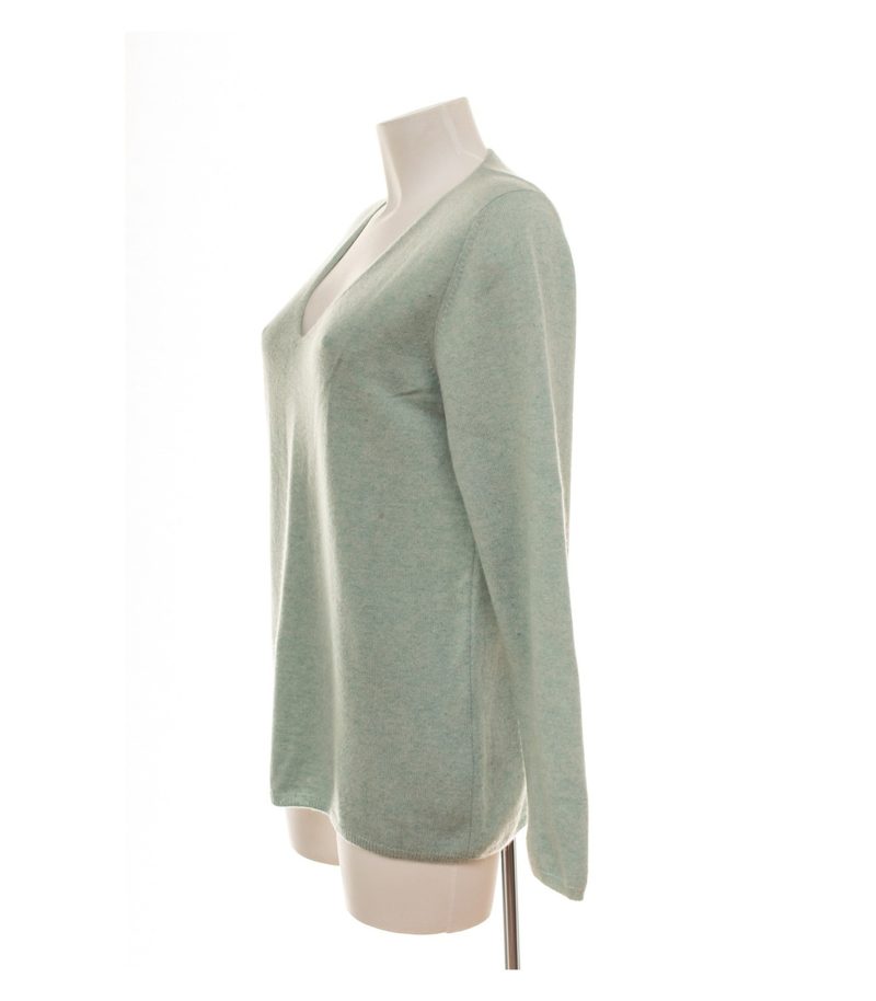 C&A Damen Pullover Gr. M Pure Cashmere Hellblau V-Ausschnitt Kaschmir – Foto 3