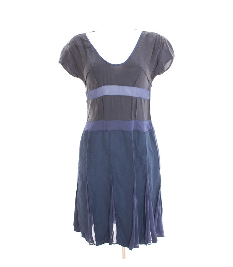 COSTUME NATIONAL Damen Kleid Gr. DE 34 Schwarz Blau Seide Leinen – Foto 1