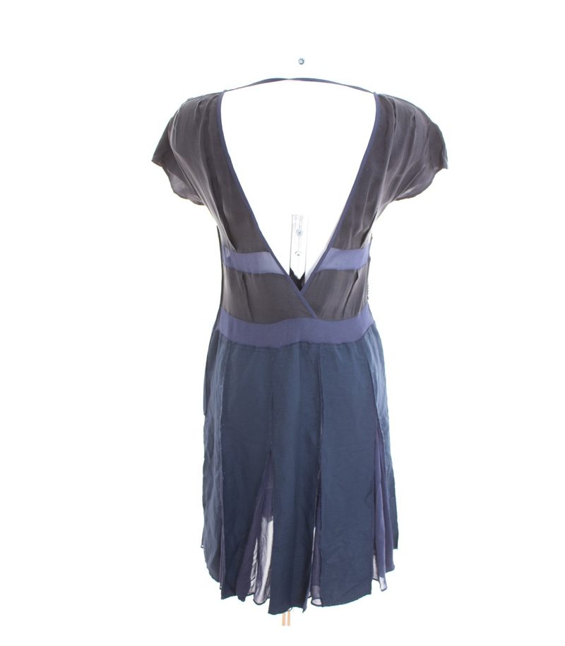 COSTUME NATIONAL Damen Kleid Gr. DE 34 Schwarz Blau Seide Leinen – Foto 3