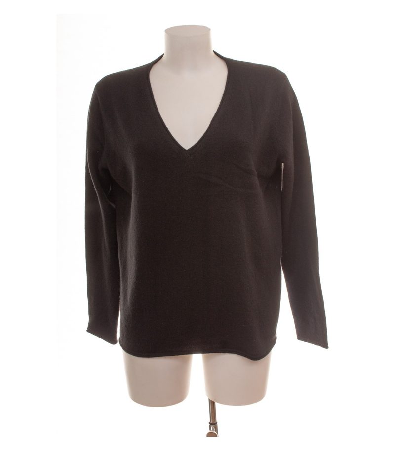 me & lou Damen Pullover Strickpullover Gr. L Kaschmir Schwarz V-Ausschnitt – Foto 1
