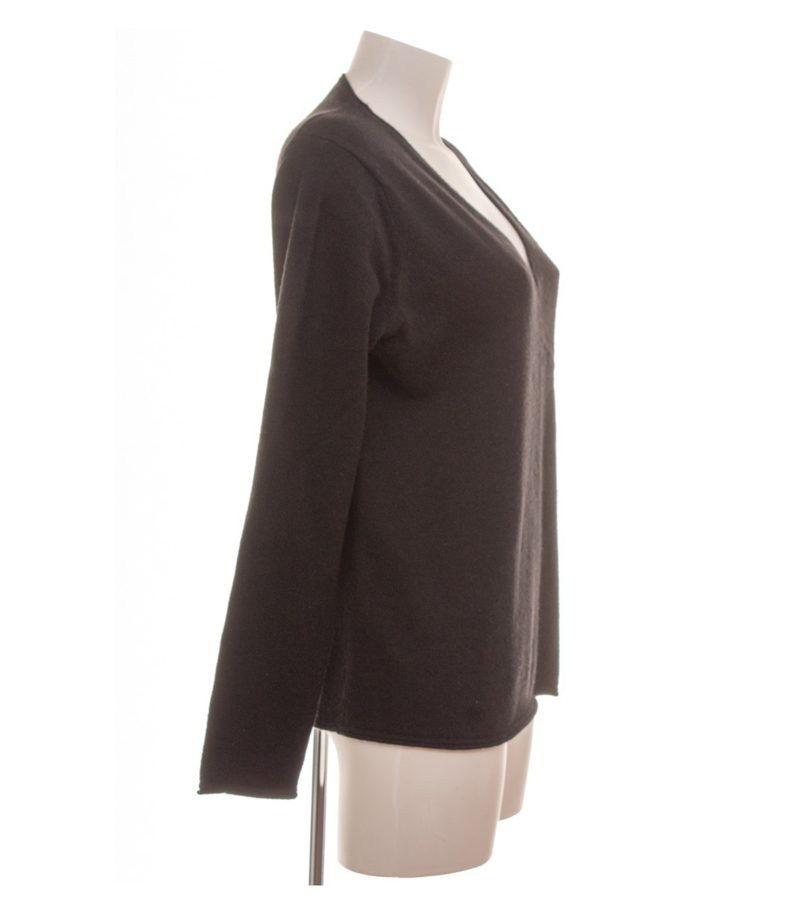 me & lou Damen Pullover Strickpullover Gr. L Kaschmir Schwarz V-Ausschnitt – Foto 2