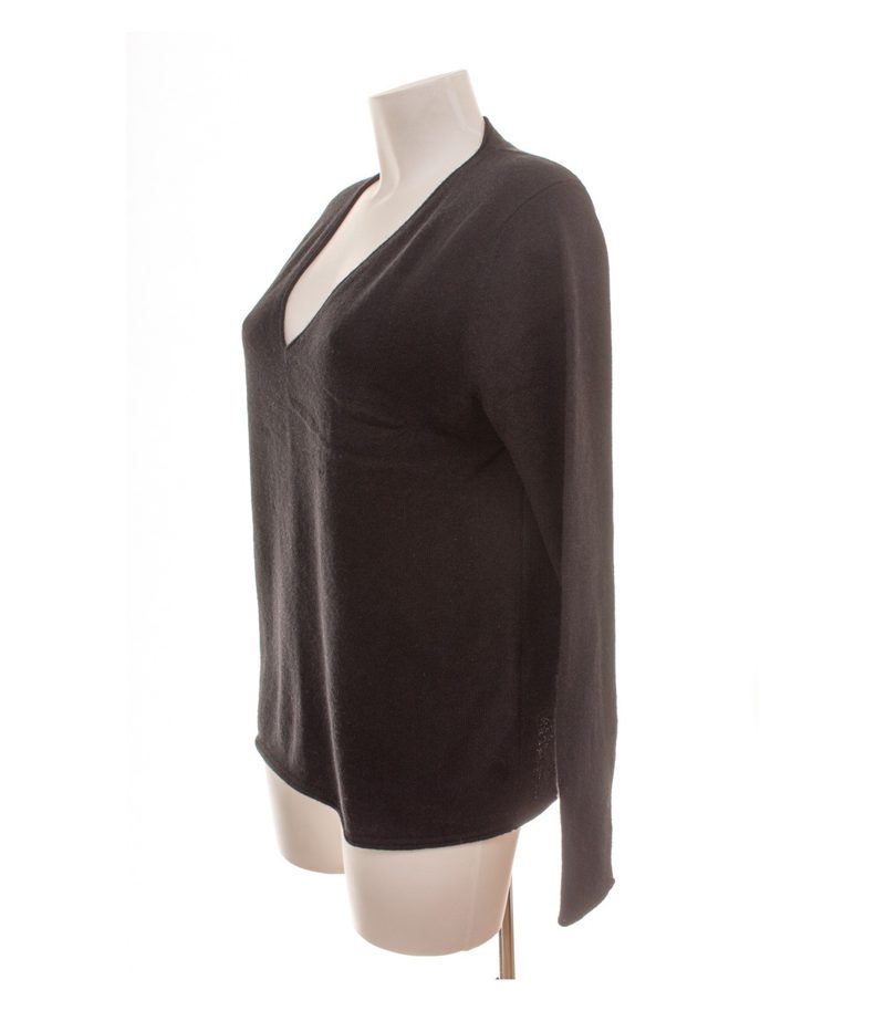 me & lou Damen Pullover Strickpullover Gr. L Kaschmir Schwarz V-Ausschnitt – Foto 3