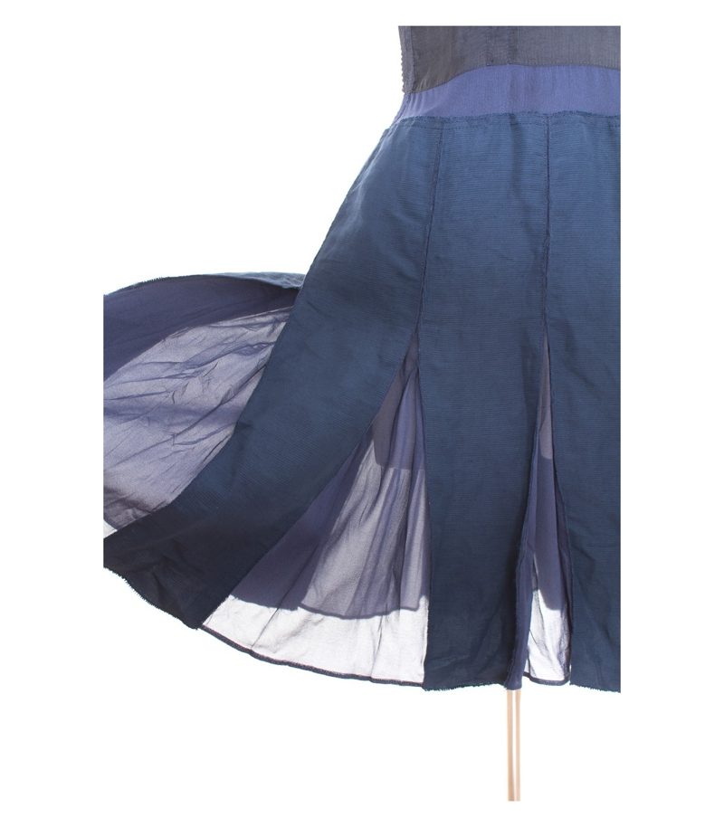 COSTUME NATIONAL Damen Kleid Gr. DE 34 Schwarz Blau Seide Leinen – Foto 4