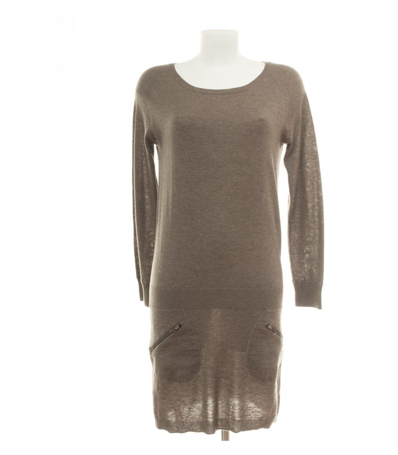 Massimo Dutti Damen Kleid Gr. M Graubraun Strickkleid Wollmix – Foto 1