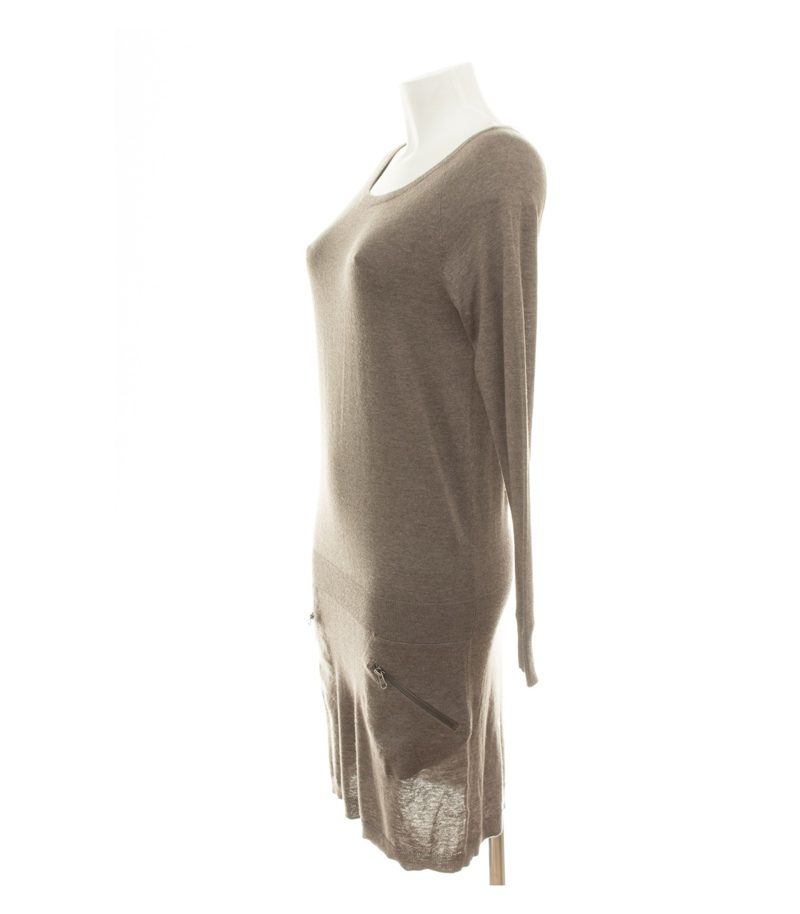 Massimo Dutti Damen Kleid Gr. M Graubraun Strickkleid Wollmix – Foto 3