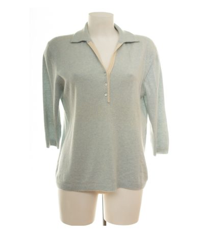 JoeTaft Damen Pullover Gr. 44 Hellblau Polokragen Kaschmir Meliert