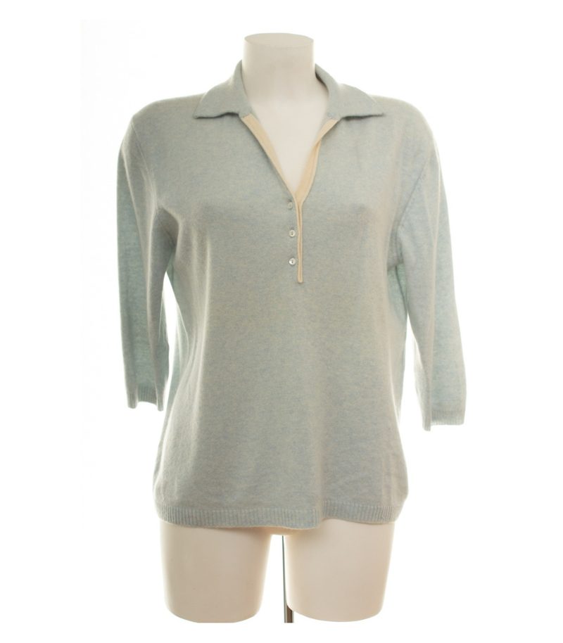 JoeTaft Damen Pullover Gr. 44 Hellblau Polokragen Kaschmir Meliert – Foto 1