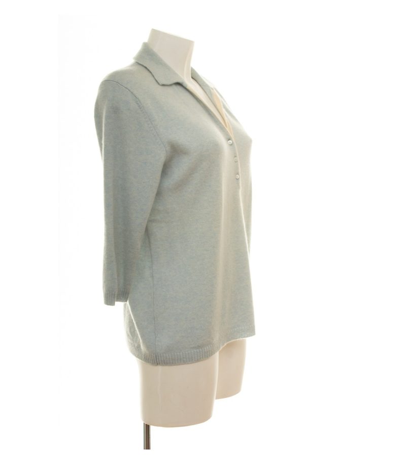 JoeTaft Damen Pullover Gr. 44 Hellblau Polokragen Kaschmir Meliert – Foto 2