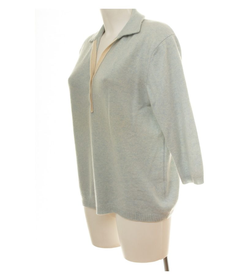 JoeTaft Damen Pullover Gr. 44 Hellblau Polokragen Kaschmir Meliert – Foto 3