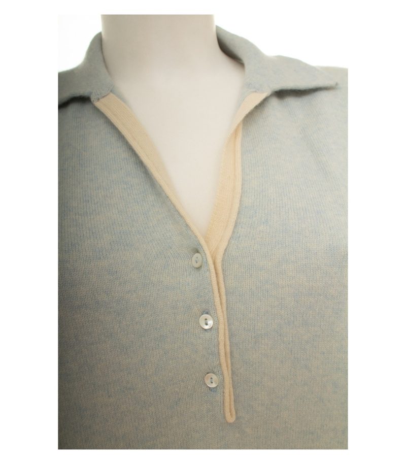 JoeTaft Damen Pullover Gr. 44 Hellblau Polokragen Kaschmir Meliert – Foto 5
