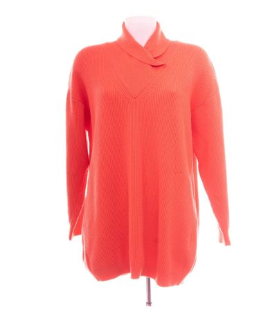ESCADA Damen Pullover Gr. 42 Margaretha Ley Orange Schalkragen Wolle