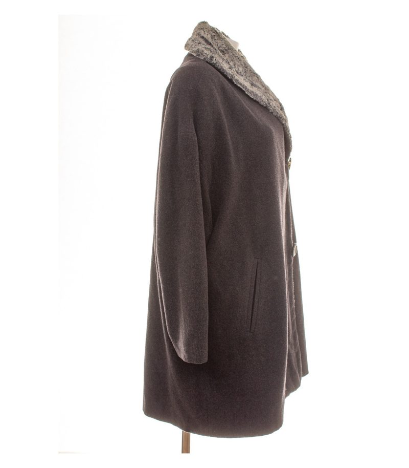 Betty Barclay Damen Mantel Oversize Gr. 40 Wollmix Grau Kunstpelzkragen – Foto 2
