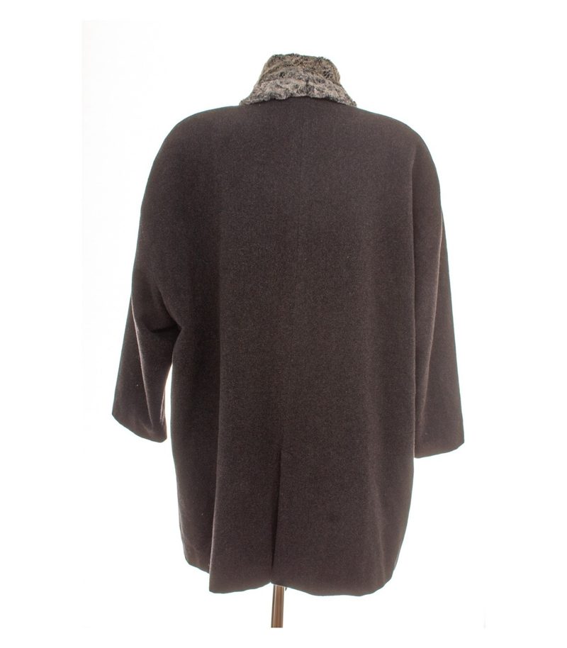 Betty Barclay Damen Mantel Oversize Gr. 40 Wollmix Grau Kunstpelzkragen – Foto 4