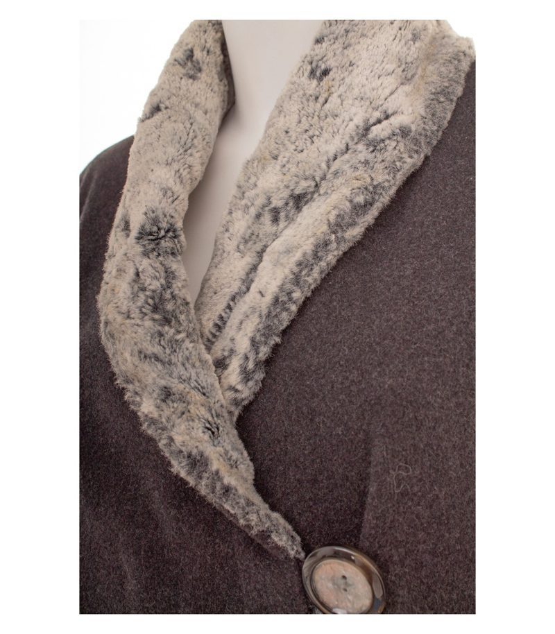 Betty Barclay Damen Mantel Oversize Gr. 40 Wollmix Grau Kunstpelzkragen – Foto 5
