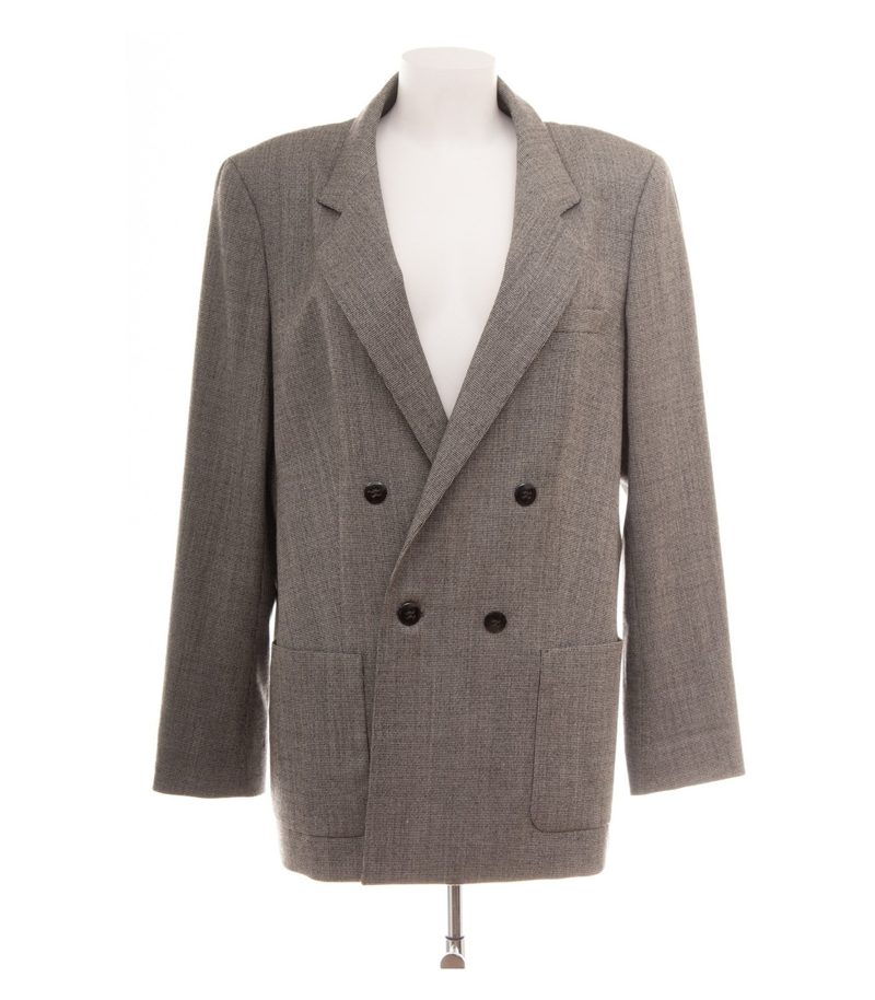 ESCADA Damen Blazer Gr. 44 Grau Zweireiher Wollmix Meliert – Foto 1