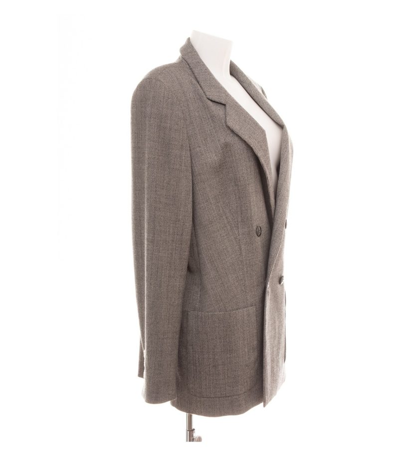ESCADA Damen Blazer Gr. 44 Grau Zweireiher Wollmix Meliert – Foto 2