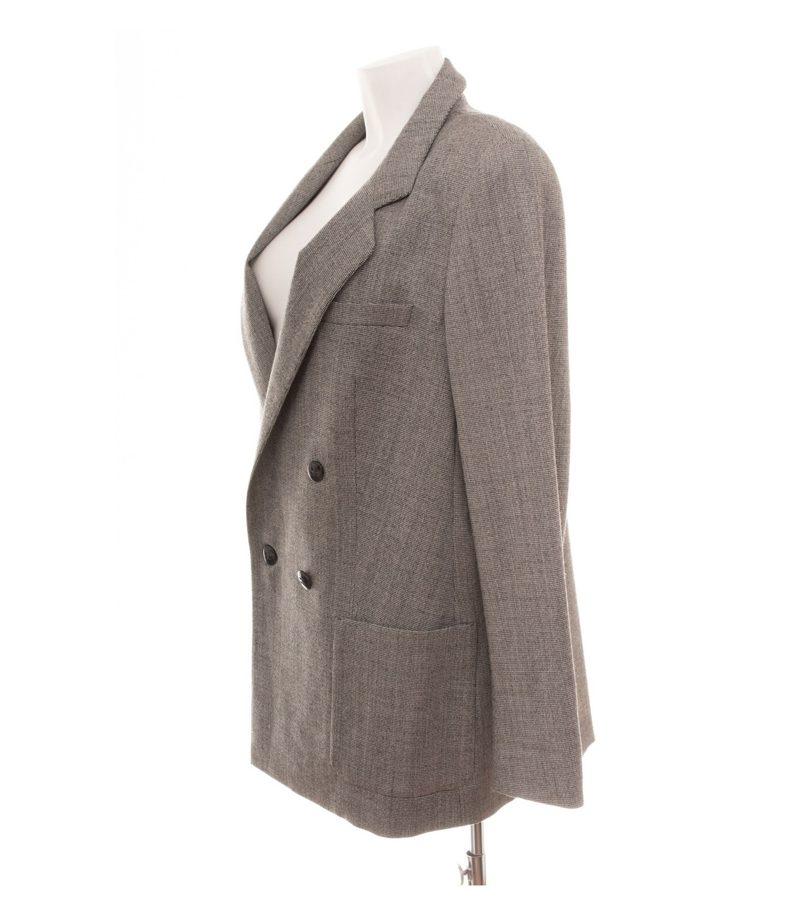ESCADA Damen Blazer Gr. 44 Grau Zweireiher Wollmix Meliert – Foto 3