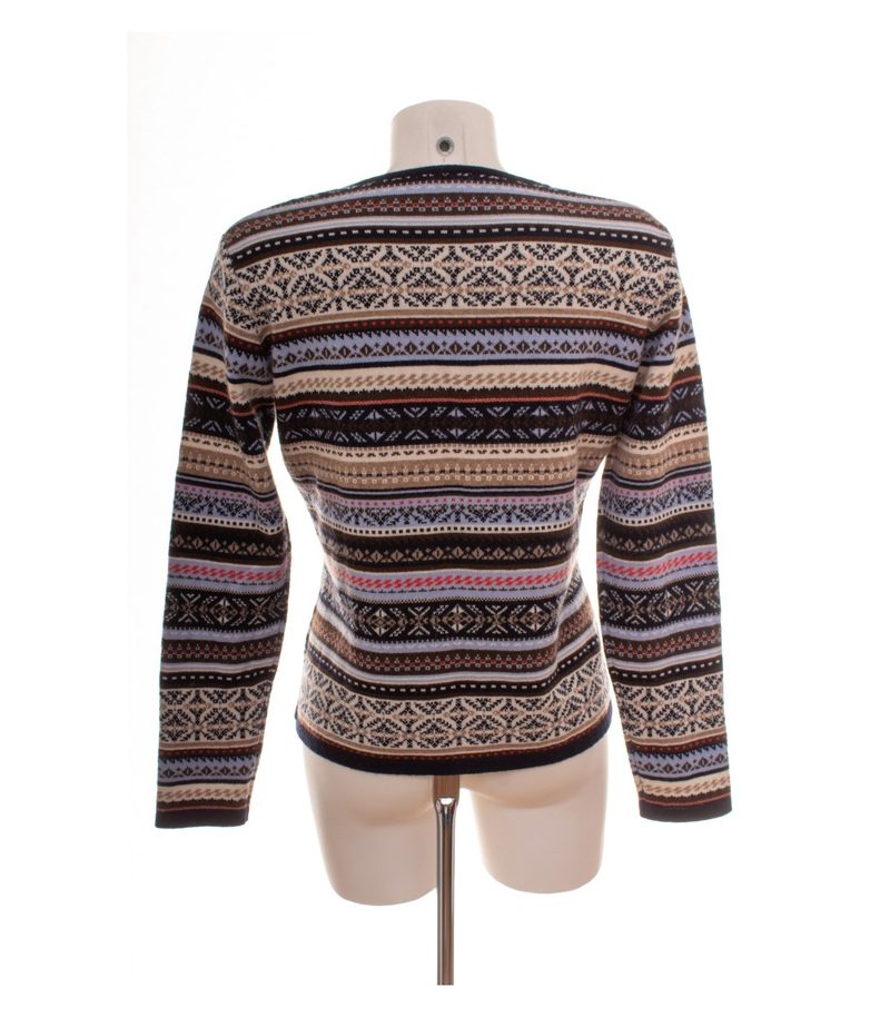 Markenlos Damen Pullover Gr. 36/38 Mehrfarbig V-Ausschnitt Kaschmir Fair Isle – Foto 4