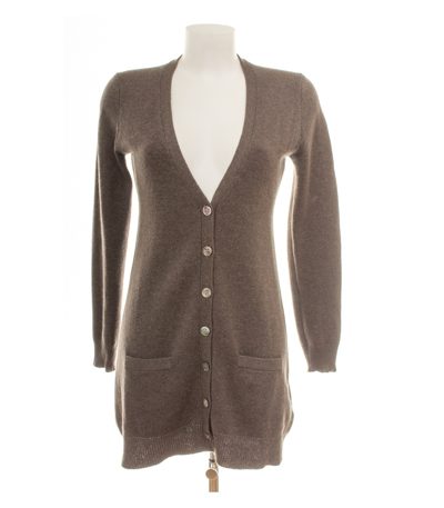 Lawrence Grey Damen Strickjacke Longcardigan Gr. L Kaschmir Braun V-Ausschnitt