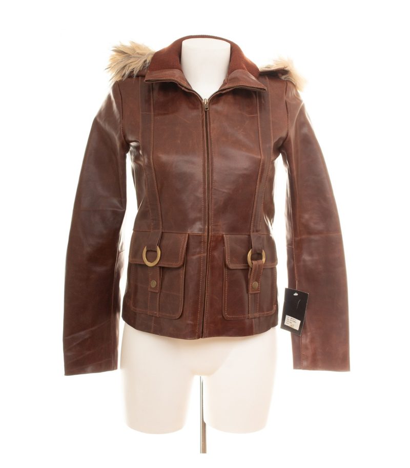 Damen Jacke Gr. XS Braun Lederjacke Leder – Foto 1