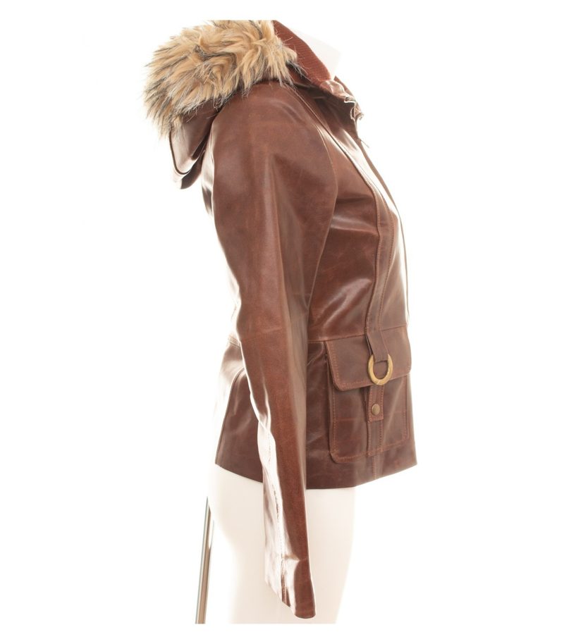 Damen Jacke Gr. XS Braun Lederjacke Leder – Foto 2