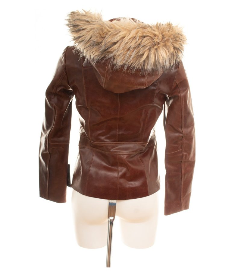 Damen Jacke Gr. XS Braun Lederjacke Leder – Foto 4