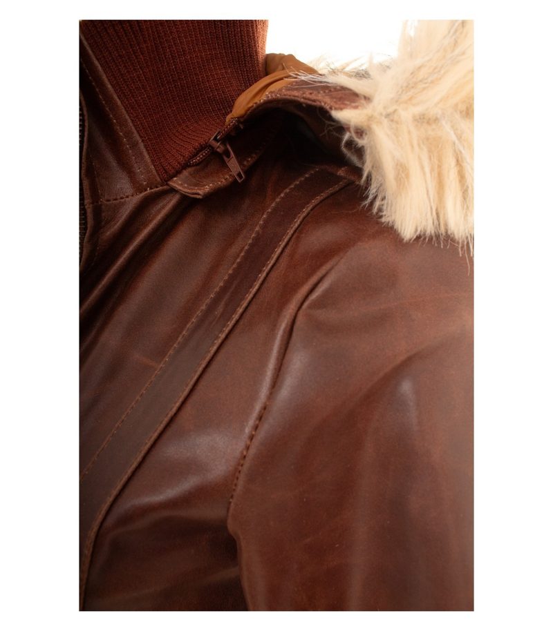 Damen Jacke Gr. XS Braun Lederjacke Leder – Foto 5