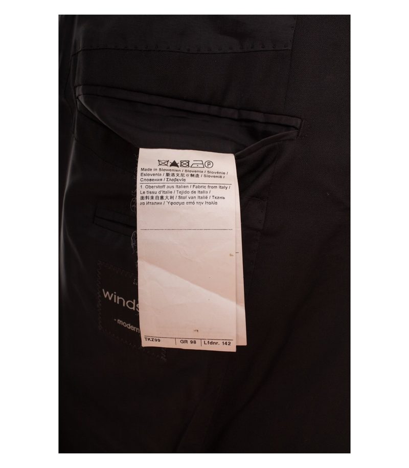 Windsor Herren Sakko Gr. 98 Schwarz Einreiher Wolle – Foto 9