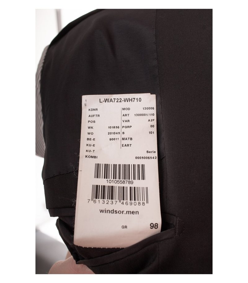 Windsor Herren Sakko Gr. 98 Schwarz Einreiher Wolle – Foto 12