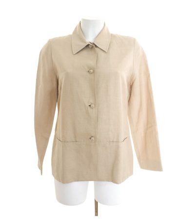 Eddie Bauer Damen Sommerjacke Gr. S Taupe Seide Leinen