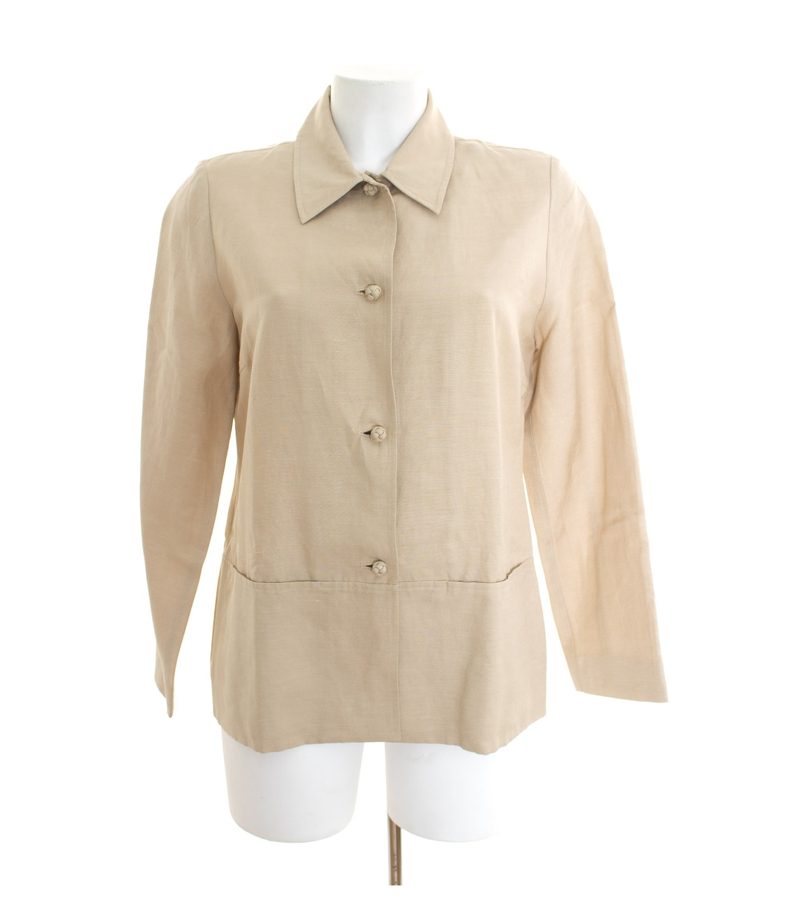 Eddie Bauer Damen Sommerjacke Gr. S Taupe Seide Leinen – Foto 1
