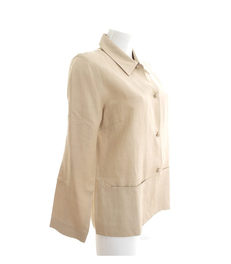 Eddie Bauer Damen Sommerjacke Gr. S Taupe Seide Leinen – Foto 3