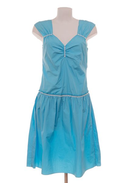 Jil Sander Damen Kleid Gr. 40 Blau Baumwolle