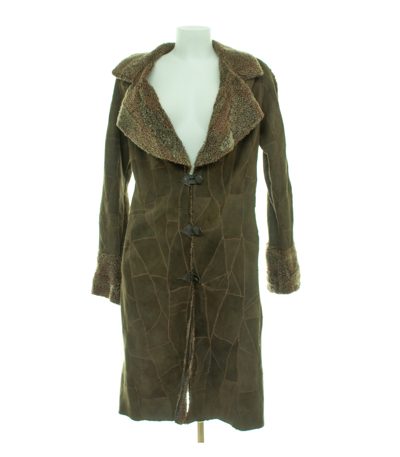 Damen Mantel ca. Gr. M Braun Patchwork Lammfell Leder