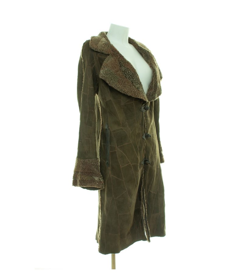 Damen Mantel ca. Gr. M Braun Patchwork Lammfell Leder – Foto 4