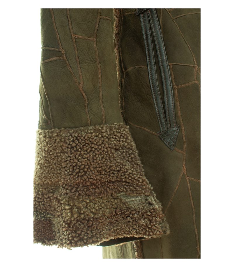 Damen Mantel ca. Gr. M Braun Patchwork Lammfell Leder – Foto 5