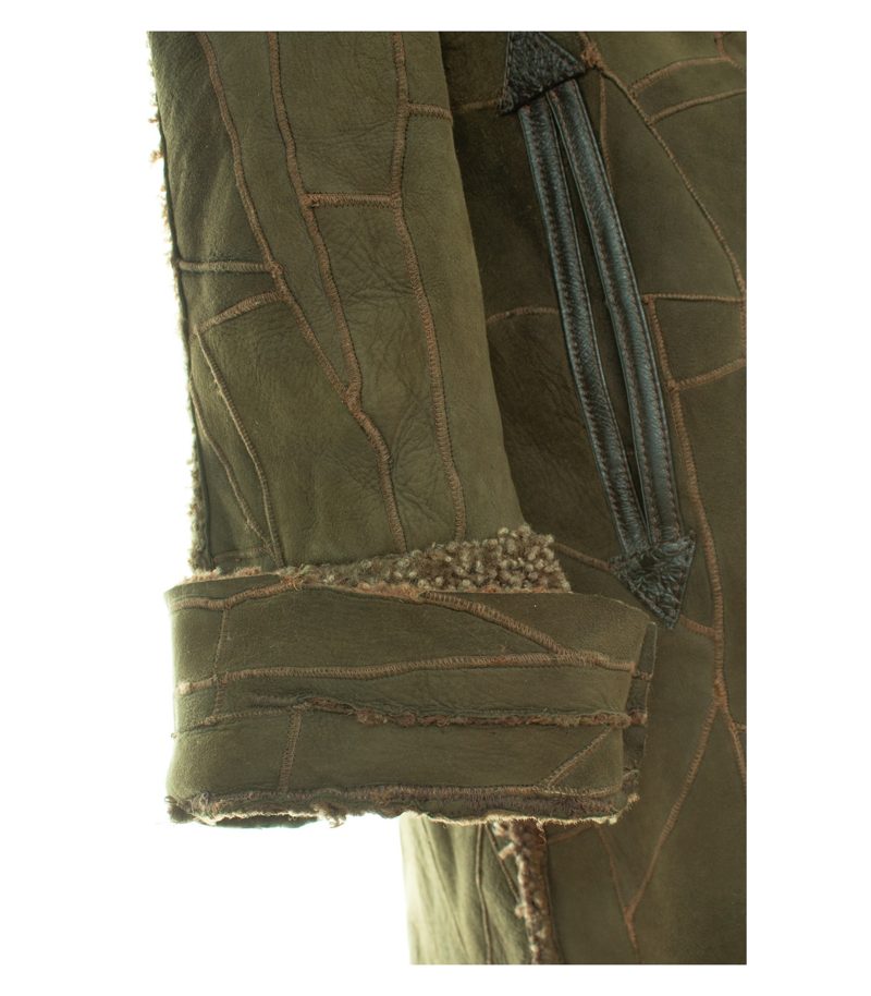 Damen Mantel ca. Gr. M Braun Patchwork Lammfell Leder – Foto 6