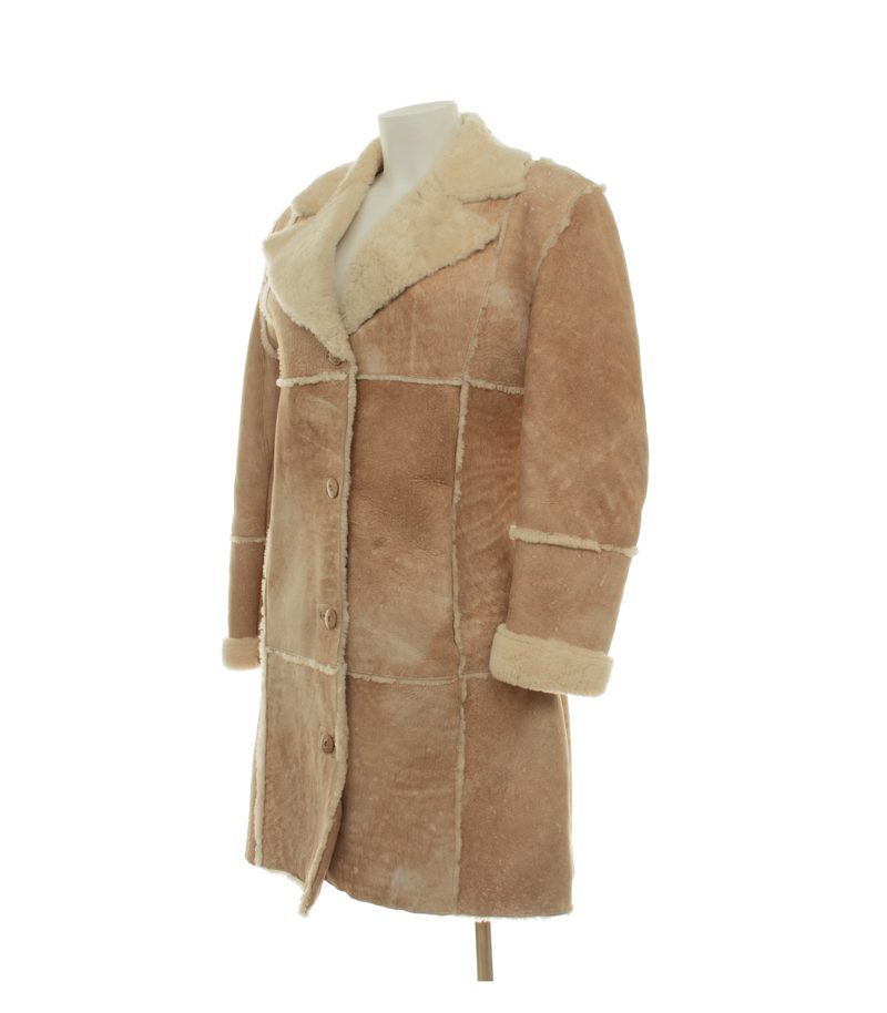 Peter Hahn Damen Mantel Gr. 38 Braun Leder Lammfell – Foto 2