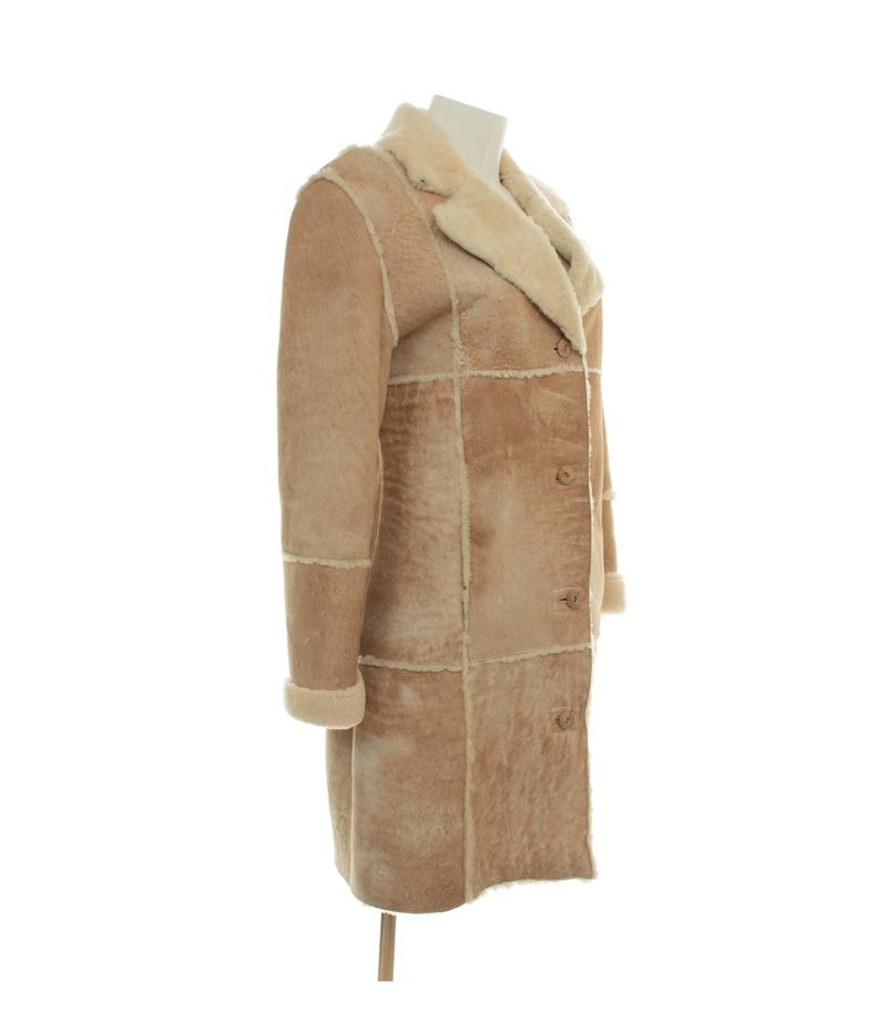 Peter Hahn Damen Mantel Gr. 38 Braun Leder Lammfell – Foto 4