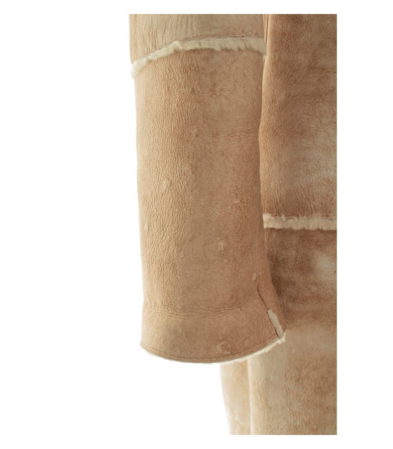 Peter Hahn Damen Mantel Gr. 38 Braun Leder Lammfell – Foto 6