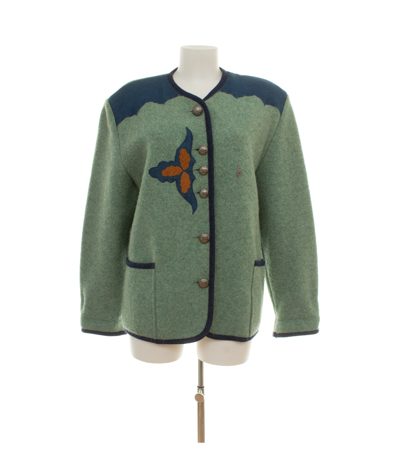 Kitz-Pichler Damen Jacke Gr. 42 Grün Janker Wolle Bestickt